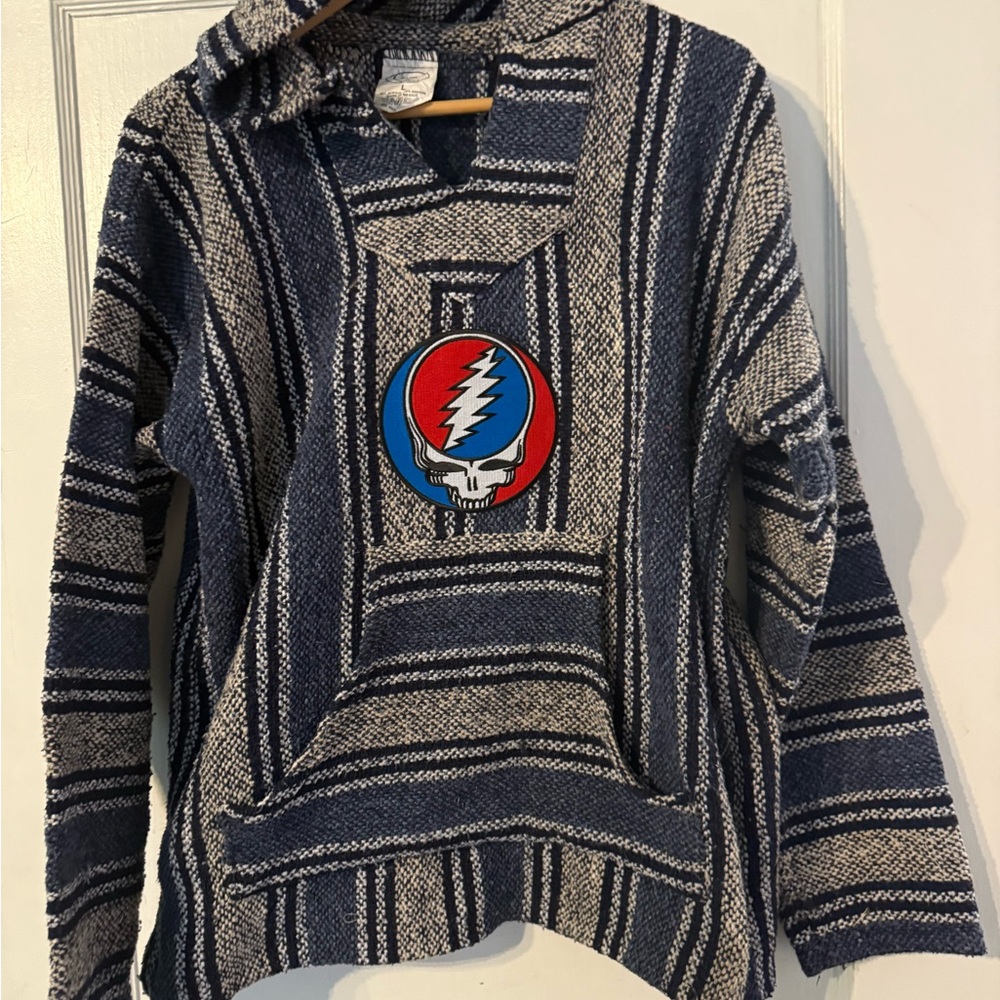 Striped Baja Hoodie with Grateful Dead Logo